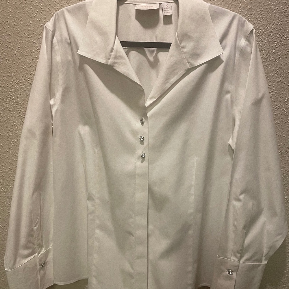 Chico White front button w/rhinestones- size 3